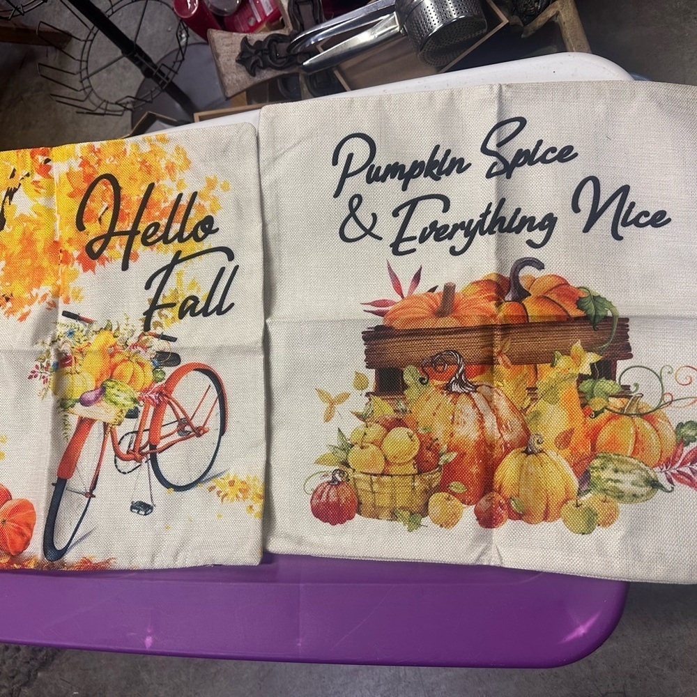 Autumn Bicycle and Harvest Pillow Covers